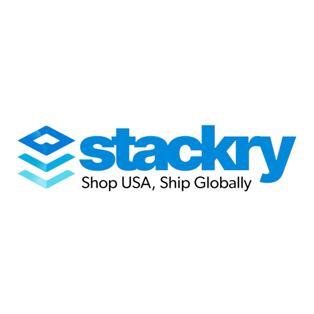 stackry Shop USA, Ship Globally. Stackry logo that says shop usa ship globally